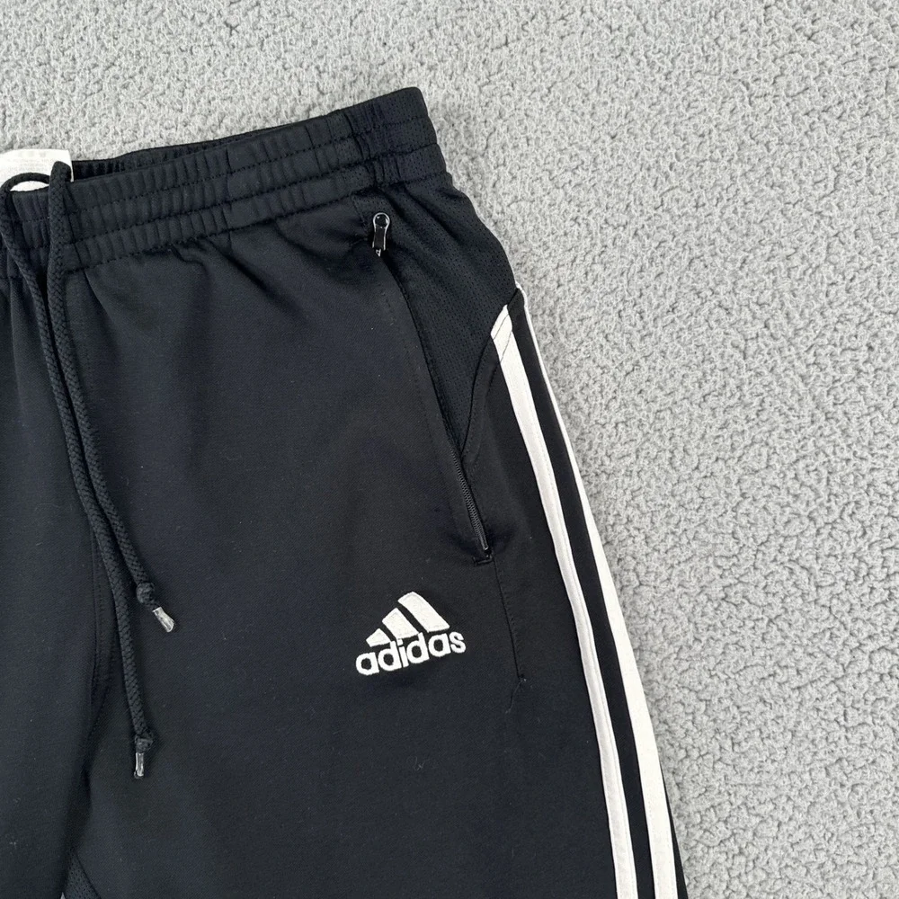VTG Y2K Adidas Track Sweatpants Men Large Black Ankle Zip Logo Zipped Pockets